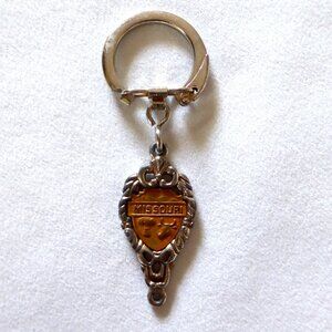 VINTAGE MISSOURI GOLD & SILVER METAL COLLECTIBLE KEYCHAIN KEY RING PENDANT